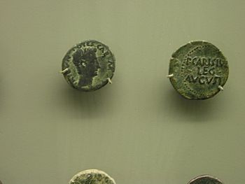 Moneda de Publio Carisio de ceca Emerita Augusta