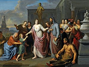 Olympias presenting the young Alexander the Great to Aristotle by Gerard Hoet before 1733 MH