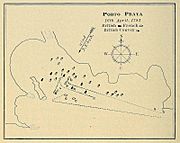 Plan de la bataille de Porto Praya le 16 avril 1781