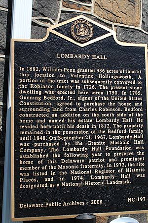 Plaque at Lombardy Hall