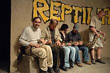 Reptilia audience members handling burmese python dsc 0083