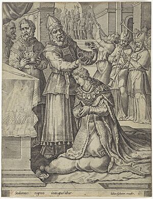 Salomo wordt tot koning gezalfd Verhaal van Salomo (serietitel), RP-P-1904-1431