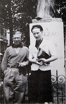 Sartre and de Beauvoir at Balzac Memorial