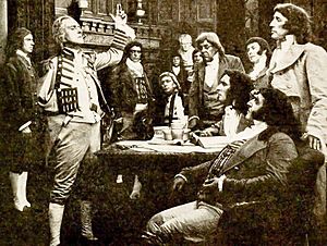 Scene of Nelson discussing his battle plan in 1911 film The Battle of Trafalgar.jpeg