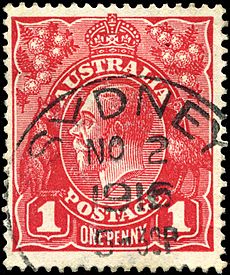 Stamp Australia 1914 1p red KGV