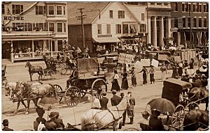 Suffragists parade in Market Square in Houlton, Maine, 1917