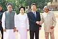 The President of Republic of Korea Mr. Roh Moo-Hyun and his Wife Mrs. Roh Moo-Hyun are received by the President Dr. A.P.J Abdul Kalam and the Prime Minister Dr. Manmohan Singh at a Ceremonial Reception in New Delhi on October 05