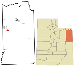 Location in Uintah County and the state of Utah