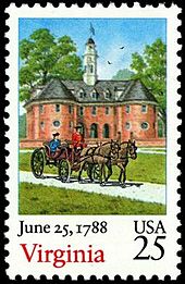 Virginia ratification 1988 U.S. stamp.1