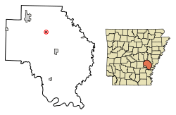 Location of Almyra in Arkansas County, Arkansas.