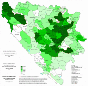 BiH - Udeo muslimana po opstinama 2013
