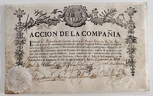 Compania Guipuzcoana Acción 763 San Sebastián 10 diciembre 1729