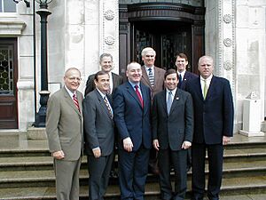 Congressman James Walsh, Chairman of the Friends of Ireland, and other Members of the Congressional delegation pictured with Mark Durkan, Deputy First Minister of the Northern Ireland Assembly at Stormont