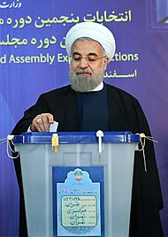 Hassan Rouhani casting his vote for 2016 elections