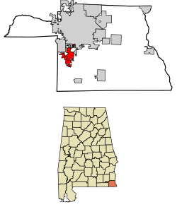 Location of Rehobeth, in Houston County, Alabama.