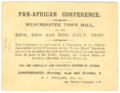 Invitation to Pan-African Conference at Westminster Town Hall July 1900