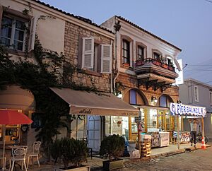 Izmir-Urla Late evening street view