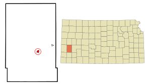 Location within Kearny County (left) and Kansas (right)