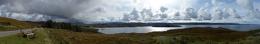 Panoramic view of the southern end of Loch Ewe