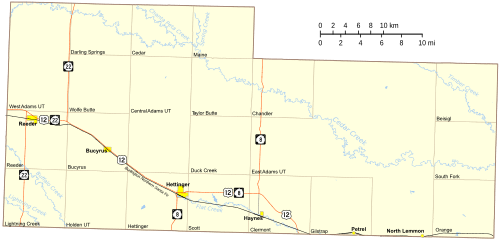 Map of Adams County, North Dakota