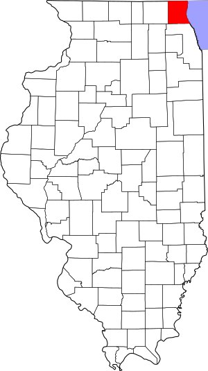 Map of Illinois highlighting Lake County