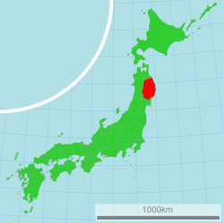 Map of Japan with Iwate highlighted