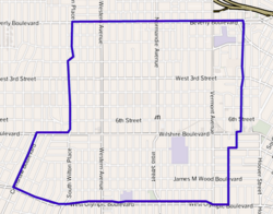 Map of Koreatown, Los Angeles, California