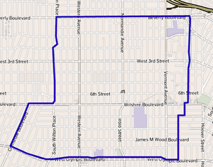 Map of Koreatown, Los Angeles, California