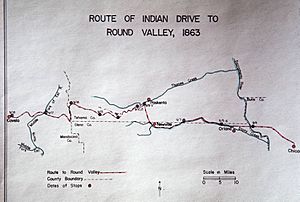Map of Route of Indian Drive to Round Valley 1863