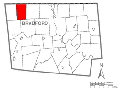 Map of Bradford County with South Creek Township highlighted