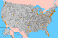 Map of USA fifty percent population by counties
