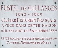 Massy Plaque Fustel de Coulanges