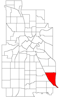 Location of Hiawatha within the U.S. city of Minneapolis