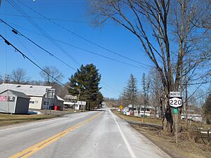 New York State Route 220 northbound in Smithville Flats, New York.