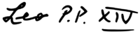 The signature of Pope Leo XIV