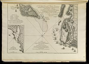 Plan of the attack against Fort Louis now Fort George, at Point à Pitre on the island of Guadaloupe - by a squadron of His Majesty's ships of war, detached from Commodore Moore and commanded by Capt. (18164015469)