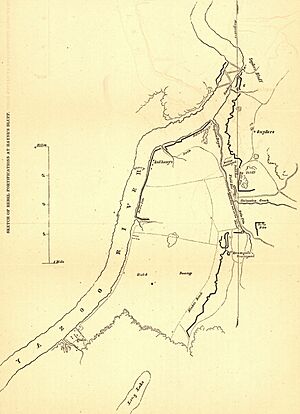 Sketch of rebel fortifications at Hayne's Bluff. LOC 99447416 (cropped)