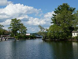 Southbridge Branch causeway on Lake Chaubunagungamaug, August 2022.JPG