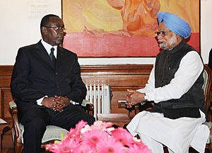 The Prime Minister of Rwanda, Mr. Bernard MAKUZA calling on the Prime Minister, Dr. Manmohan Singh, in New Delhi on January 14, 2011