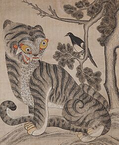 Tiger and Magpie, 72x59.4 cm, priviate collection, Japan