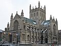 Trinity Cathedral in Cleveland, front, closeup