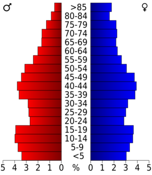 USA Union County, Arkansas age pyramid