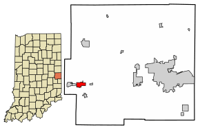 Location of Cambridge City in Wayne County, Indiana.