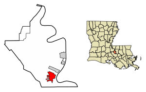 Location of Addis in West Baton Rouge Parish, Louisiana.