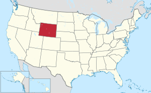 Map of the United States highlighting Wyoming