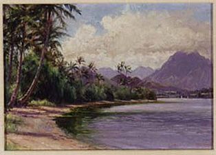'Kaneohe Bay, Oahu' by Carrie Helen Thomas Dranga, oil on board