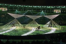 A scene from the opening ceremony of the 2016 Summer Olympics in Rio de Janeiro