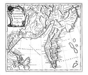 A map of Kamtschatka engraved from the russian map by Tho Jefferys
