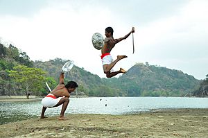 Angampora sword-shield fight