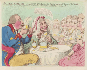 Anti-Saccharrites colored etching by James Gillray (1757 - 1815)